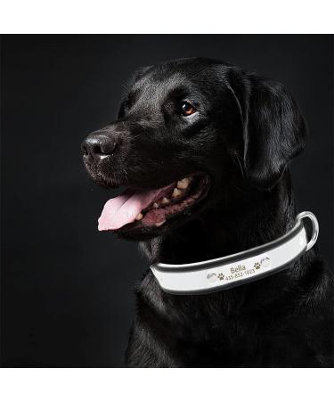 Senristar Personalized Reflective Leather Dog Collar - Engraved Name Tape for Small Medium & Large Dogs & Cats | Adjustable 1.5cm Width 25-32cm Neck Black - Buy Online on GoSupps.com
