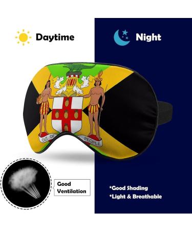 Jamaican Coat of Arms Flag Eye Mask - Funny Soft Blindfold for Sleeping & Travel | Adjustable Strap - Buy Online on GoSupps.com
