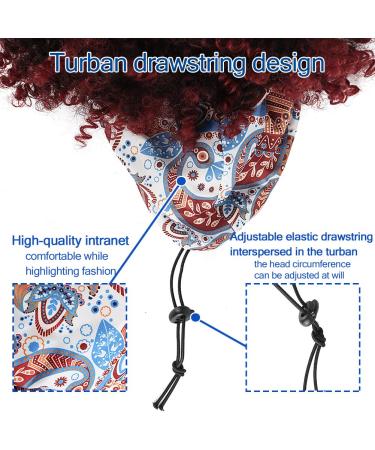 Short Curly Headband Wig for Black Women | Red Head Wrap Afro Kinky Curly Wig | Ombre Burgundy Synthetic Hair Wig with Scarf - Buy Online on GoSupps.com