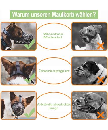 Breathable Mesh Dog Muzzle - Adjustable Sizes for Small Medium & Large Dogs | Anti-Biting & Chewing (Black XS) - Buy Online on GoSupps.com