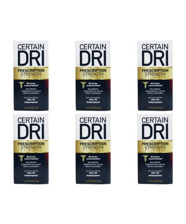 CERTAIN DRI Prescription Strength Clinical Antiperspirant Roll-On 1.20 oz (Pack of 6)
