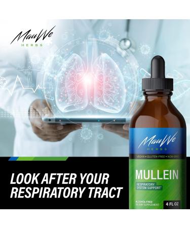 Mullein Leaf Tincture for Lung Cleanse & Respiratory Health - 4 Fl Oz Organic Herbal Supplement - Buy Online on GoSupps.com