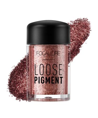 FOCALLURE Organic Loose Powder Eyeshadow  High Pigmented Loose Glitter Shadows for Eyes Shimmer Mineral Eye Shadow Pigments with Smooth Texture Long Lasting Natural Eye Look Makeup BROWN PLUM