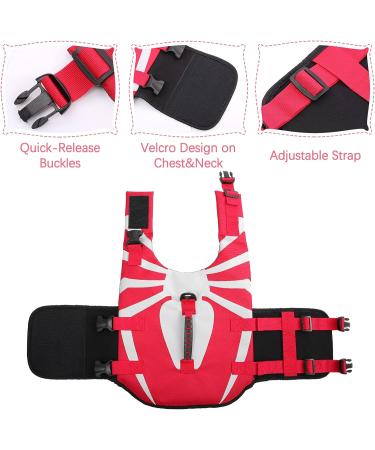 Spider Shape Dog Life Jacket - Medium Red | Adjustable Safety Vest for Summer Swimming - Beach & Pool Rescue Handle | Pet Lifesaver Floating Vest - Buy Online on GoSupps.com