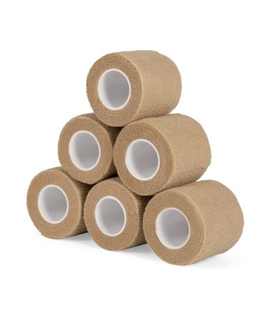 Legal bandage Association Self -adhesive 5cm x 4.5m fixing bandage self -adhering cohesive bandage for first aid DOG veterinary wind band Sport Elastic bandage for wrist feet (skin color 6 rolls) 6PCs skin color