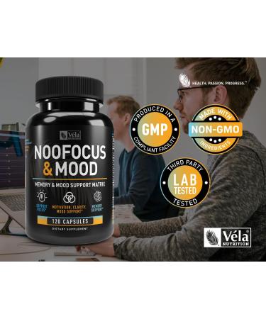Nootropic NooFocus & Mood Support Matrix | Memory & Focus Supplement with Rhodiola B12 Alpha GPC Huperzine A DMAE | 120 CT - Boost Memory Focus Energy & Mood - Buy Online on GoSupps.com