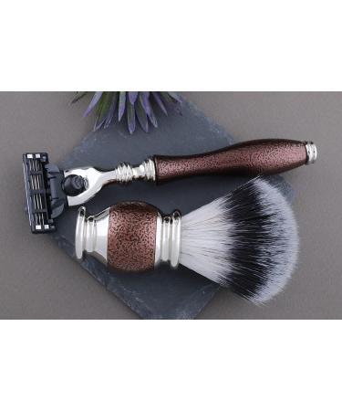 Complete Vintage Style Men's Shaving Set - Synthetic Brush Triple Edge Razor Engraved Bowl & Soap | Free Alum Stick Pencil - Buy Online on GoSupps.com