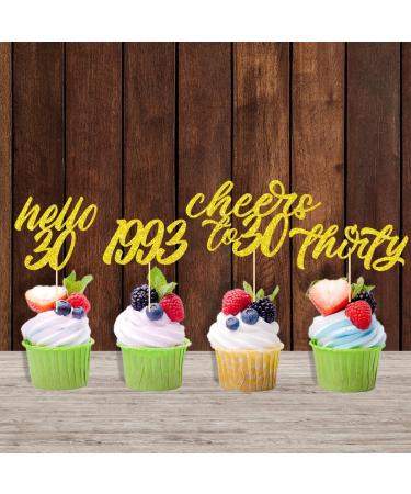 30th Birthday Party Decorations - Glitter Cake & Cupcake Toppers for Women & Men - Celebrate 30 Years with Joy! - Buy Online on GoSupps.com