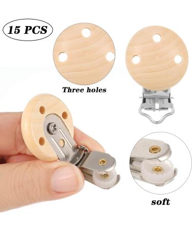 15 Piece Wooden Baby Pacifier Clips for Clothes and Suspender Soothers - Buy Online on GoSupps.com
