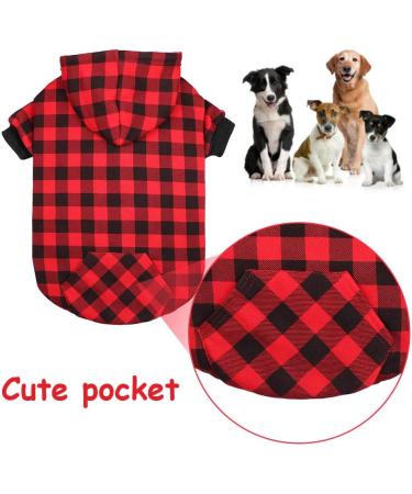 Red Plaid Dog Hoodie Sweater with Hat and Pocket - Size Small - Buy Online on GoSupps.com