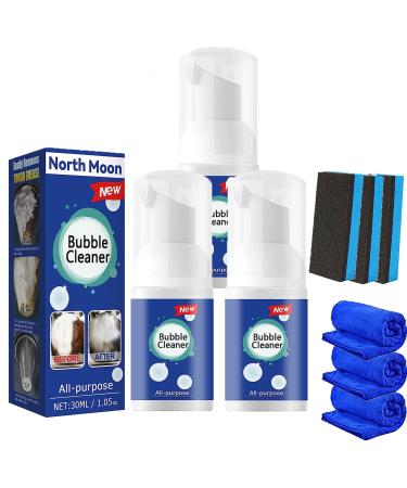 Bubble Cleaner Foam All Purpose Bubble Cleaner Foam Spray Foaming Heavy Oil Stain Cleaner Stubborn Grease & Grime Remover Bubble Spray With towel and cleaning sponge (3PCS 30ml) 3PCS 30ml