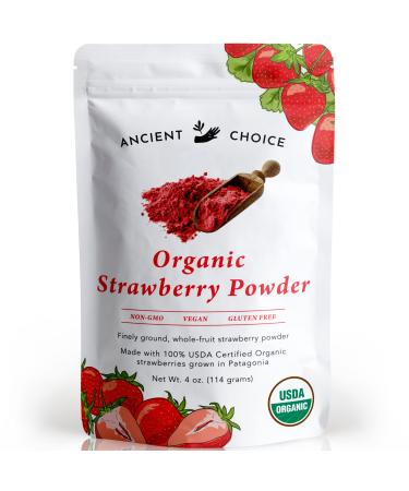 Ancient Choice - Strawberry Powder (4 ounces) | USDA Organic | Freeze Dried | Non-GMO | Milk | Baking | Hiking | Vegan Superfood | Vegetarian | Smoothie | Fiber | Prebiotic | Prepping | Keto | Paleo