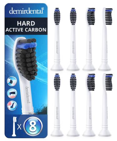 Toothbrush Heads Active Charcoal Hard Compatible with Philips Sonicare Toothbrush Heads - Replacement Heads for Natural Cleaning - Hard Brush Heads - White - HX9058-8 Pack White 8 Count (Pack of 1)