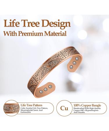 Jecanori Tree of Life Copper Magnetic Bracelet | Adjustable Size Cuff Bangle with Strong Magnets | Men Women Brazaletes | Jewelry Gift Box incl. | A-copper - Buy Online on GoSupps.com