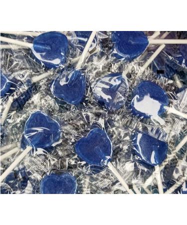 Blue Raspberry Flavour Individually Wrapped Flat Heart Lollipops 1.04kg- Approx. 200 lollies