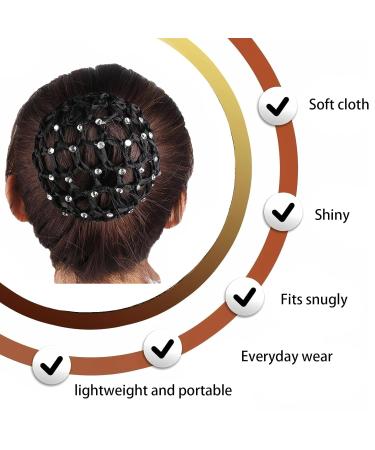 Durable Rhinestone Hair Network Bun - Elastic Black Duttnetz for Ballet Dance Gymnastics & More - Buy Online on GoSupps.com