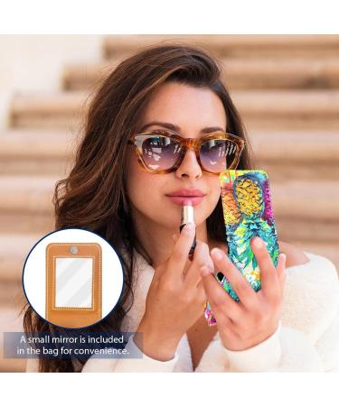 Travel Lipstick Organizer Case | Portable Makeup Bag with Mirror | Art Color Doodle Pineapple | Shop Internationally - Buy Online on GoSupps.com