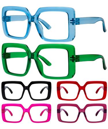 Eyekepper Huge Metalless Reading Glasses with Screwless Spring Hinges 6 Pack Oversized Readers for Women +1.75 6 Pack Mix Color 1.75 x