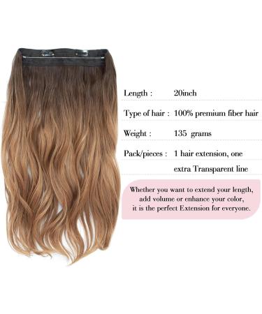 Invisible Wire Hair Extensions 20 Inch Natural Wavy Synthetic Hairpieces - Caramelo with Dark Root - Buy Online on GoSupps.com