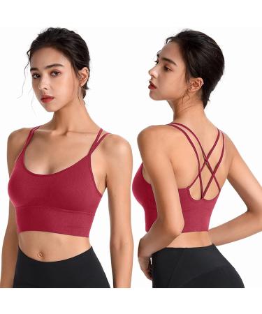 Shop Women's Padded Sports Bras - Yoga & Fitness Crop Tops in Red | International Shipping Available - Buy Online on GoSupps.com
