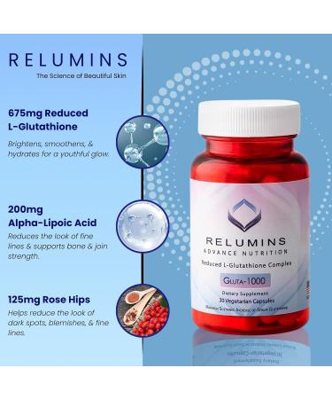 Relumins Premium Collagen & Gluta-1000 Bundle - 10 Sachets of Marine Collagen (Blueberry Flavor) + 60 Vegetarian Capsules - Supports Skin Health & Wellness - Buy Online on GoSupps.com