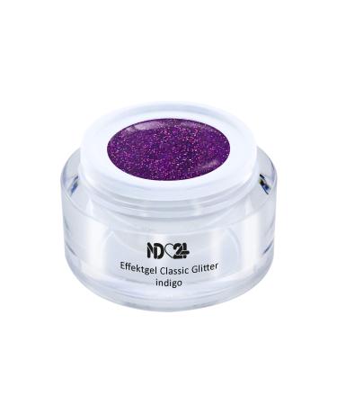 Uv Led Effect Gel Classic Glitter Indigo - Purple - Studio Quality - Made In Germany - 5ml