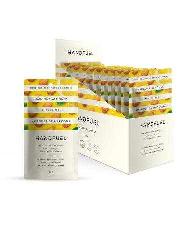 Handfuel Lemon Marcona Almonds Hand Roasted Salted Almonds 10g of Protein Non-GMO Vegan Friendly Plant Based Flavoured Nuts Gluten Free - 40g Per Pouch (12 Count)
