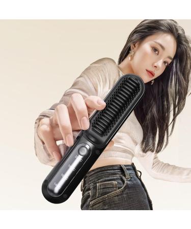 Buy Portable USB Rechargeable Brush Straightener - Ion Hair Straightening Comb with 4 Temps for Travel & Camping - Buy Online on GoSupps.com