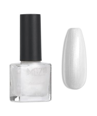 Pearl White Nail Polish - Glitter Shell Shimmer White Nail Polish - Aurora White Nail Varnish Quick Dry - Water Based Formula Long Lasting Nail Polish Trendy DIY at Home Nail Gift