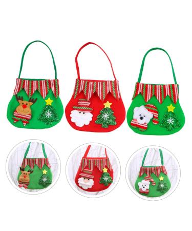 ORFOFE 3pcs Christmas Bag Candy Bags Present Bag Candy Pouch Xmas Tote Bag Cloth Party Supplies