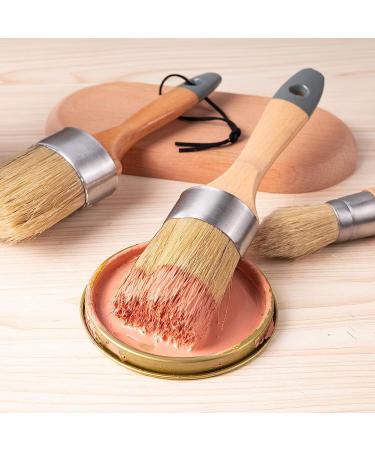 Mister Rui Chalk Wax Paint Brush Set - 3 Pcs Large Brushes for Chalk & Furniture Paint - Natural Bristles - Ideal for Acrylic/Milk Paint - Includes 1 Small Round & 2 Large Oval Brushes - Buy Online on GoSupps.com