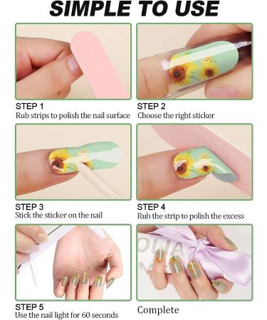 Kalolary 20PCS Sunflower Gel Nail Wrap Strips | Waterproof Adhesive Nail Art Stickers with Tools | Long-Lasting Full Nail Wraps | UV/LED Lamp Required - Buy Online on GoSupps.com