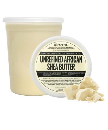 Sheanefit Raw Unrefined African Shea Butter, Natural Body Butter, Soft & Smooth Daily Moisturizer For Face & Body Ivory 32oz (Pack of 1) 32 Ounce (Pack of 1)