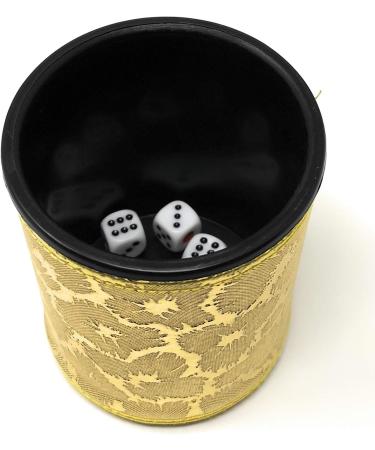 Thy Collectibles Dice Cup with 5 Dices - Professional PU Leather Dice Shaker Set for Yahtzee, Craps, Backgammon - Golden - Buy Online on GoSupps.com