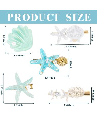 12-Piece Shell Pearl Starfish Hair Clip Set - Resin Alligator Hair Clips for Girls & Women - Buy Online on GoSupps.com