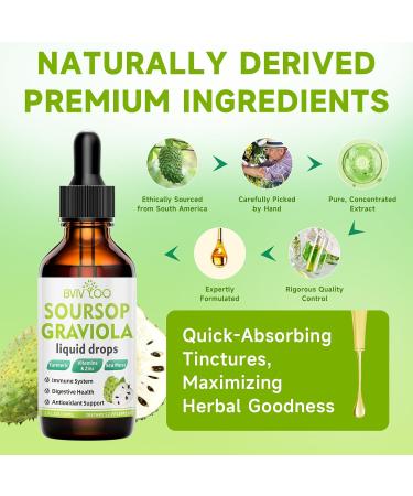 2 Pack Soursop Graviola Liquid Drops - 2000mg Pure Soursop Extract Blended with 300mg Sea Moss & 100mg Elderberry - Powerful Cell Support, Antioxidant-Rich, Immune-Boosting - 4 Fl Oz (120ml) Bottle Soursop 2 Fl Oz (Pack of 2) - Buy Online on GoSupps.com