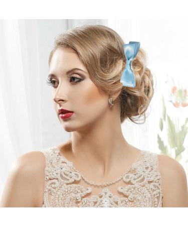 Hair Combs Slides for Women Side Bun Fine Hair Satin Bow Girls Decorative(Blue) - Buy Online on GoSupps.com