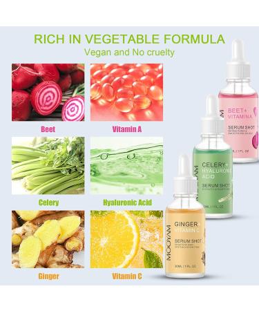 Organic Vegetable Serum Set | Vitamin C Hyaluronic Acid & Vitamin A for Face | Anti-Aging Firming & Moisturizing | Vegan & Cruelty-Free - Buy Online on GoSupps.com