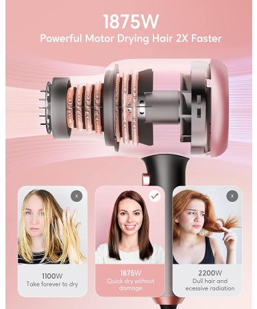 Wavytalk Professional Ionic Hair Dryer with Diffuser and Concentrator - 1875 Watt Negative Ions Dryer with Ceramic Technology Nozzle for Fast Drying - Salon Light and Quiet - Pink - Buy Online on GoSupps.com