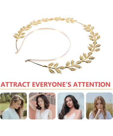 Elegant Golden Leaf Design Bridal Headband Tiara Crown Hair Hoop for Weddings - Buy Online on GoSupps.com
