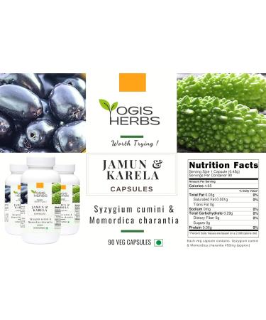 YOGIS HERBS Jamun & karela Capsules (Syzygium cumini & Momordica charantia) for Healthy Metabolism Support 90 Veg Capsules - Buy Online on GoSupps.com