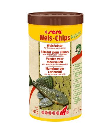 Sera Welsfuck Nature 1000 ml |Form stable chips for healthy catfish |High feedability |Food for decorative fish |Fish feed made in germany 1 ml (1 Pack) chips