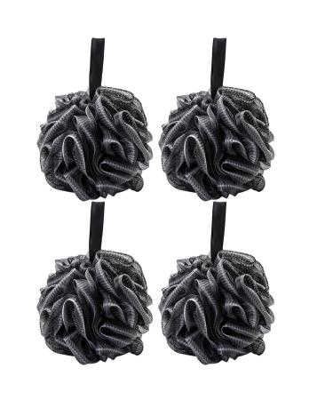 Bath Sponge Shower Sponge 4Pcs Black Mesh Loofah Body Scrub Brush Clean Loofah Sponge for Bathing Comfortable and Soft
