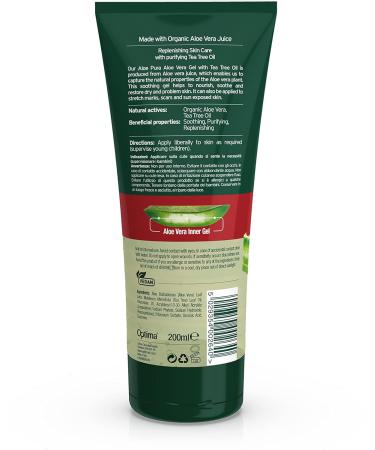 Aloe Pura Organic Aloe Vera Gel with Tea Tree Natural Vegan Cruelty Free Paraben & SLS Free Cooling Purifying 200 ml With tea tree oil 200 ml (Pack of 1) - Buy Online on GoSupps.com