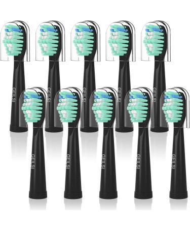 Replacement Toothbrush Heads Compatible with Fairywill Toothbrushes Electric Tooth Brush for FW-507/508/551/515/917/959 FW-D1/D3/D7/D8 10 Pack Black