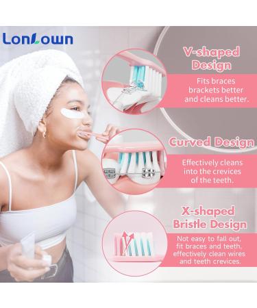V-Shaped Orthodontic Toothbrush for Braces - 6 Count Ultra Soft Bristle Toothbrushes with Head Covers for Teens & Adults - Pink Braces Toothbrush Set - Buy Online on GoSupps.com