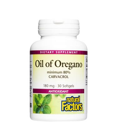 Natural Factors, Oil of Oregano 180 mg, Helps Maintain Good Health with Extra Virgin Olive Oil, 30 softgels (30 servings) 30 Softgels Standard Packaging