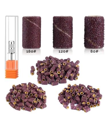 Melodysusia 300Stk grinding sleeve grinding cap nail cutter attachment grinding tapes 180 "with 1 mandrel attachment for manicure pedicure nail design nail art nail care (red 300stk)