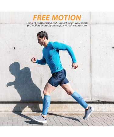 Calf Compression Sleeves for Women & Men 2 Pack Elastic Calf Support Footless Socks Ventilation Calf Brace for Pain Relief Sports Recovery Cycling Travelling Gym Calf Guards (Blue M) M Blue - Buy Online on GoSupps.com