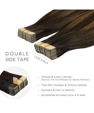 Premium If -alife Tape Extensions - 20pcs 50g 14 inch Balayage Dark Brown to Chestnut Brown Remy Invisible Skin Weft - Buy Online on GoSupps.com
